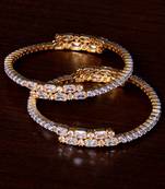 White Gold Plated AAA CZ Stone Embellished Designer Bangles BD402