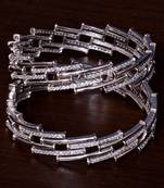 Rhodium Plated AAA CZ Stone Embellished Designer Bangles BD403