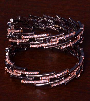 Black cum Rose Gold Plated AAA CZ Stone Embellished Designer Bangles BD404 1