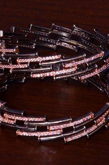 Black cum Rose Gold Plated AAA CZ Stone Embellished Designer Bangles BD404