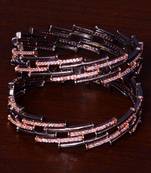Black cum Rose Gold Plated AAA CZ Stone Embellished Designer Bangles BD404