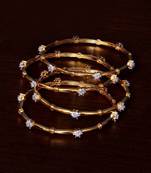 Pink Pitch American Diamond Studded Brass White Gold Plated Bangles