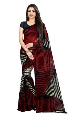 Multicolor printed georgette saree with blouse 1