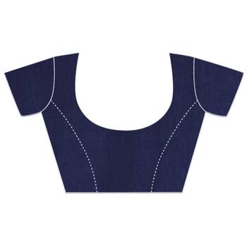 Navy blue printed georgette saree with blouse 4
