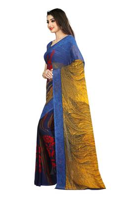 Multicolor printed georgette saree with blouse 2