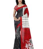 Black printed georgette saree with blouse