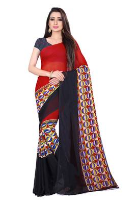 Multicolor printed georgette saree with blouse 1