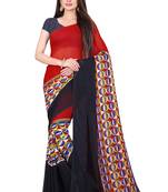 Multicolor printed georgette saree with blouse