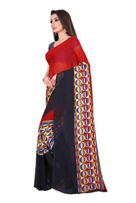 Multicolor printed georgette saree with blouse 2