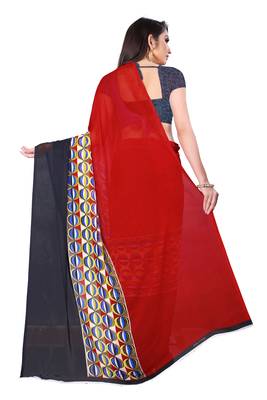 Multicolor printed georgette saree with blouse 3
