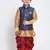  Rose Gold, Persian Blue And Maroon Silk Blend Jacket, Kurta And Dhoti Set