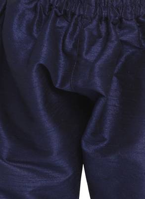  Maroon And Navy Blue Silk Blend Jacket, Kurta And Pyjama Set 5