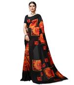 Black printed georgette saree with blouse