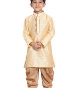  Gold Silk Blend Kurta And Dhoti Set