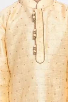  Gold Silk Blend Kurta And Dhoti Set