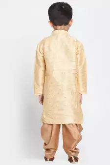 Gold Silk Blend Kurta And Dhoti Set