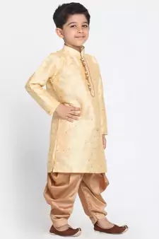  Gold Silk Blend Kurta Pyjama Set
