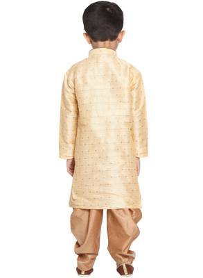  Gold Silk Blend Kurta Pyjama Set 4