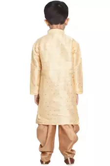  Gold Silk Blend Kurta Pyjama Set