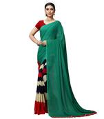 Green printed georgette saree with blouse