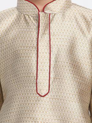  Beige And Rose Gold Silk Blend Kurta Pyjama Set 3