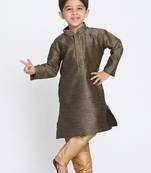  Black And Rose Gold Silk Blend Kurta Pyjama Set