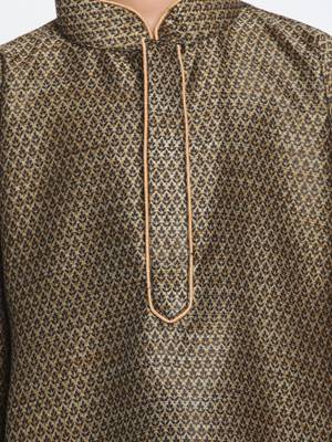  Black And Rose Gold Silk Blend Kurta Pyjama Set 3