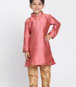  Bubble Gum Pink And Rose Gold Silk Blend Kurta Pyjama Set