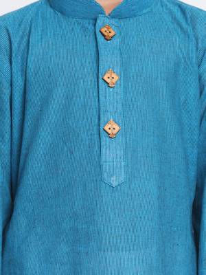 Blue Printed Cotton Boys-Kurta-Pyjama 3