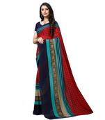 Red printed georgette saree with blouse