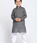  Black And White Pure Cotton Kurta Pyjama Set