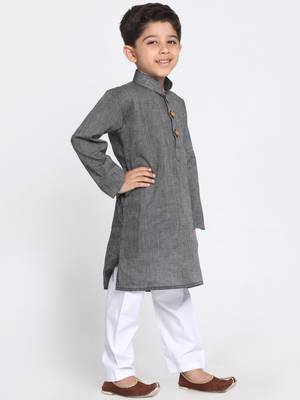  Black And White Pure Cotton Kurta Pyjama Set 2