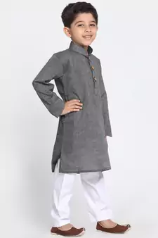 Black And White Pure Cotton Kurta Pyjama Set