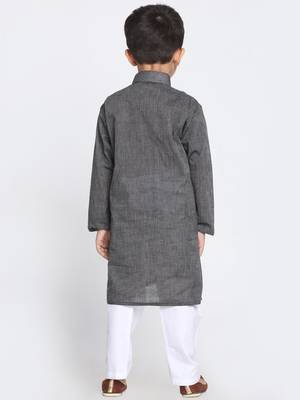  Black And White Pure Cotton Kurta Pyjama Set 4