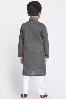  Black And White Pure Cotton Kurta Pyjama Set