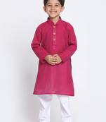 Purple Printed Cotton Boys-Kurta-Pyjama
