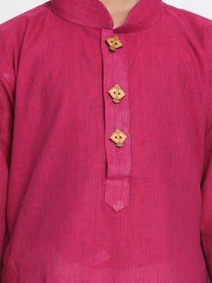 Purple Printed Cotton Boys-Kurta-Pyjama 3