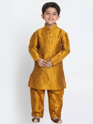  Mustard Silk Blend Kurta Pyjama Set 1