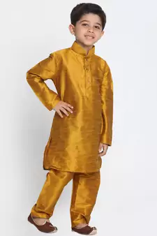  Mustard Silk Blend Kurta Pyjama Set
