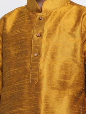  Mustard Silk Blend Kurta Pyjama Set 3