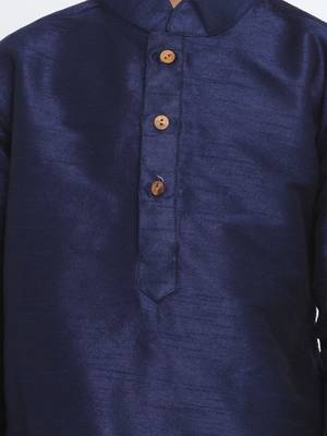 Orange Printed Silk Blend Boys Kurta Pyjama 3