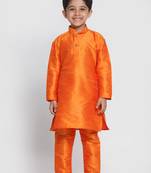 Gold Printed Silk Blend  Kurta Pyjama