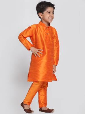 Gold Printed Silk Blend  Kurta Pyjama 2