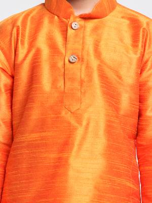 Gold Printed Silk Blend  Kurta Pyjama 3