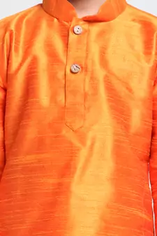 Gold Printed Silk Blend  Kurta Pyjama