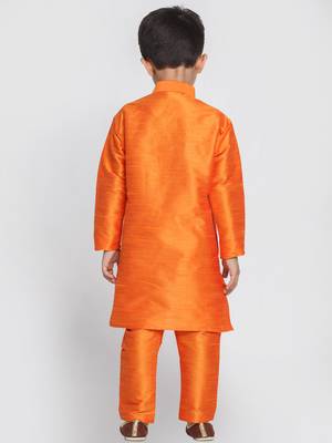 Gold Printed Silk Blend  Kurta Pyjama 4