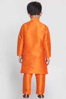 Gold Printed Silk Blend  Kurta Pyjama