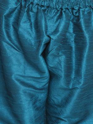  Turquoise Silk Blend Kurta Pyjama Set 5