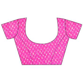 Pink printed georgette saree with blouse 5