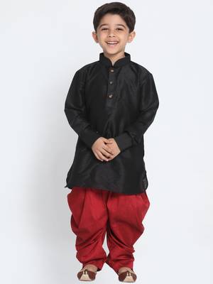 Black Printed Silk Blend -Dhoti-Kurta 1